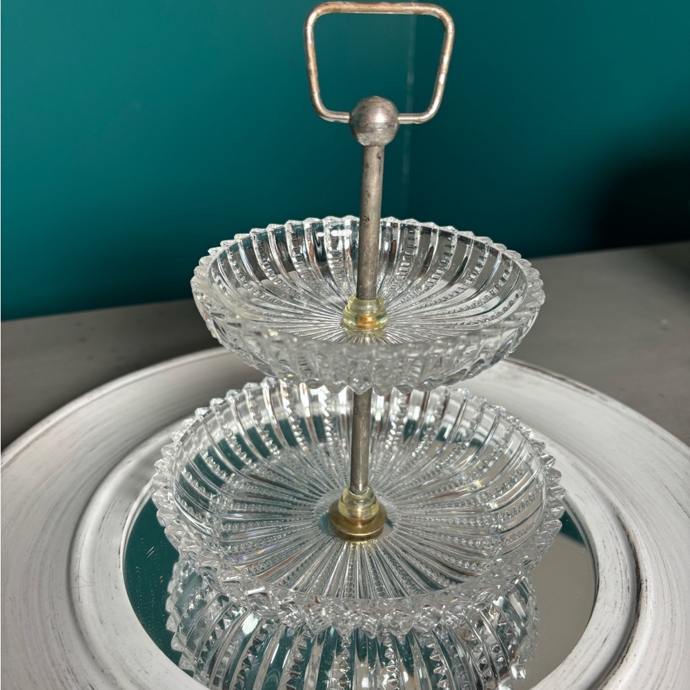 Mini Two-Tier Serveware with Intricate Design